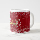 Funny Christmas Santa Reindeer Sleigh Ho-Ho Red Jumbo-Tasse (Vorderseite Rechts)