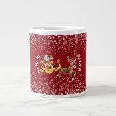Funny Christmas Santa Reindeer Sleigh Ho-Ho Red Jumbo-Tasse (Vorderseite)