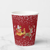 Funny Christmas Santa Reindeer Sleigh Ho-Ho Red Pappbecher (Vorderseite)