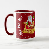 Funny Christmas Santa Reindeer Sleigh Ho-Ho Red Tasse (Links)