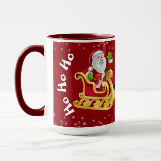 Funny Christmas Santa Reindeer Sleigh Ho-Ho Red Tasse (Links)