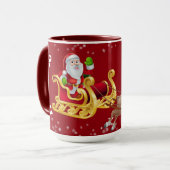 Funny Christmas Santa Reindeer Sleigh Ho-Ho Red Tasse (Vorderseite Links)
