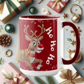 Funny Christmas Santa Reindeer Sleigh Ho-Ho Red Tasse
