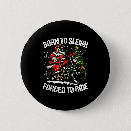 Funny Christmas Santa Riding Motorcycle Bike Biker Button (Vorderseite)
