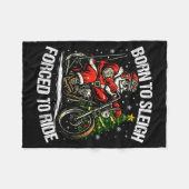 Funny Christmas Santa Riding Motorcycle Bike Biker Fleecedecke (Vorderseite (Horizontal))