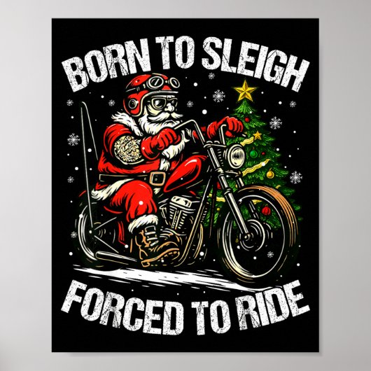 Funny Christmas Santa Riding Motorcycle Bike Biker Poster (Vorne)