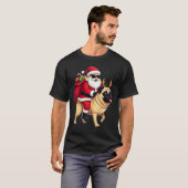 Funny Christmas Santa Riding Pug T-Shirt (Vorne ganz)