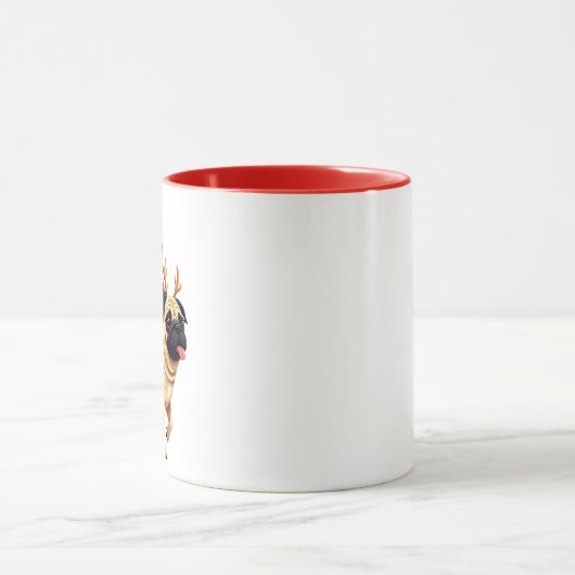 Funny Christmas Santa Riding Pug Tasse (Zentrum)