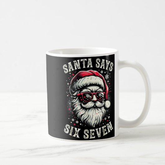 Funny Christmas Santa Six Seven 6-7 Meme Brain Rot Kaffeetasse (Rechts)