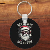 Funny Christmas Santa Six Seven 6-7 Meme Brain Rot Schlüsselanhänger (Vorderseite)