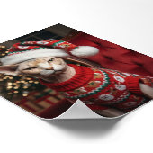 Funny Christmas Santa Sphynx Cat in Sweater Poster (Ecke)