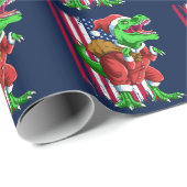 Funny Christmas Santa T Rex Tyrannosaurus Xmas Geschenkpapier (Rolleneckpunkt)