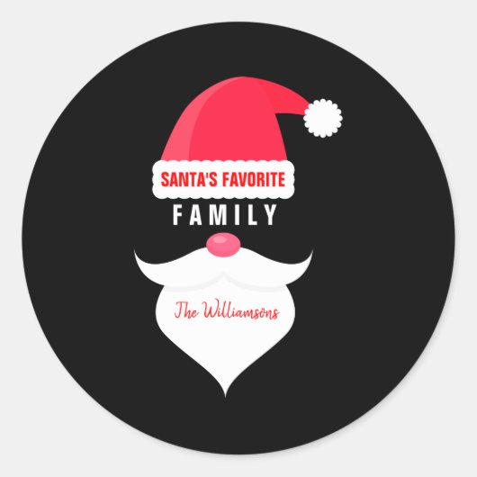 Funny Christmas Santas Favorite Family  Runder Aufkleber (Vorderseite)