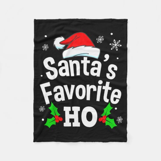 Funny Christmas Santa's Favorite Ho Naughty Pajama Fleecedecke (Vorderseite)