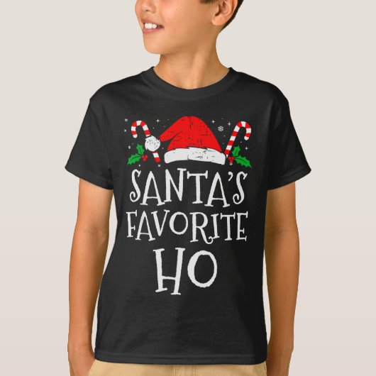 Funny Christmas Santa's Favorite Ho Naughty Pajama T-Shirt (Vorderseite)