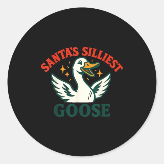 Funny Christmas Santas Silliest Goose Humor  Runder Aufkleber (Vorderseite)