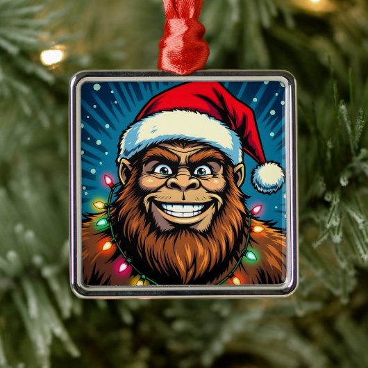 Funny Christmas Sasquatch Bigfoots Ornament Aus Metall (Baum)