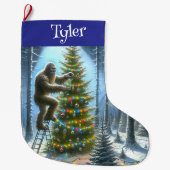 Funny Christmas Sasquatch Personalisiert Großer Weihnachtsstrumpf (Vorderseite)