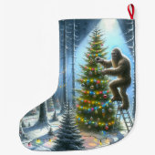 Funny Christmas Sasquatch Personalisiert Großer Weihnachtsstrumpf (Rückseite)