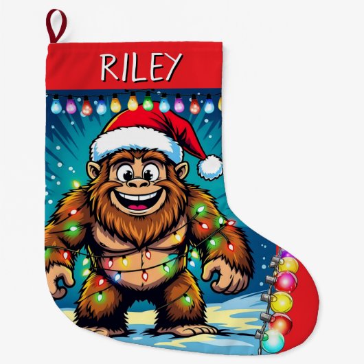 Funny Christmas Sasquatch Personalized Großer Weihnachtsstrumpf (Vorderseite)