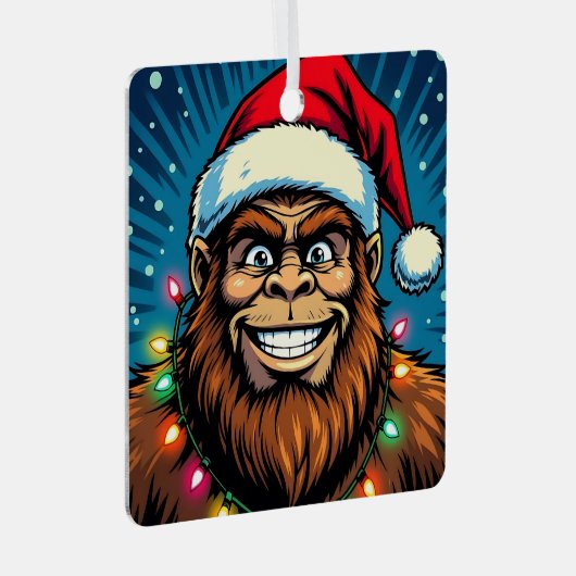 Funny Christmas Sasquatch Personalized Ornament Aus Metall (Vorderseite Rechts)