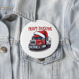 Funny Christmas Semi Transport Truckmas Button
