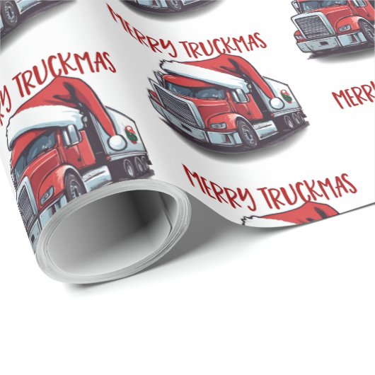 Funny Christmas Semi Transport Truckmas Geschenkpapier (Rolleneckpunkt)