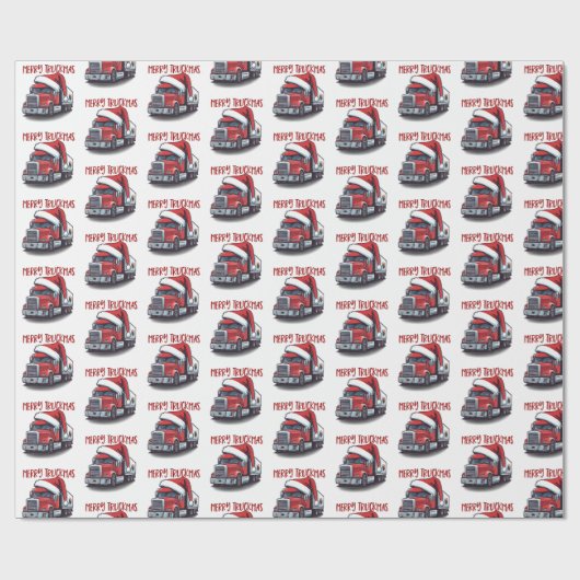 Funny Christmas Semi Transport Truckmas Geschenkpapier (Flach)