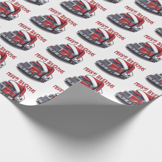 Funny Christmas Semi Transport Truckmas Geschenkpapier (Ecke)