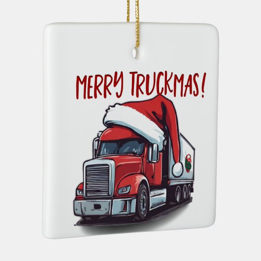 Funny Christmas Semi Transport Truckmas Keramikornament (Rechts)