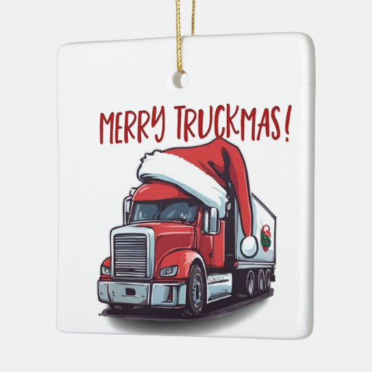 Funny Christmas Semi Transport Truckmas Keramikornament (Links)