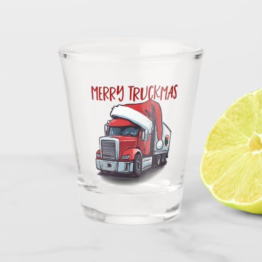 Funny Christmas Semi Transport Truckmas Schnapsglas (Vorderseite)