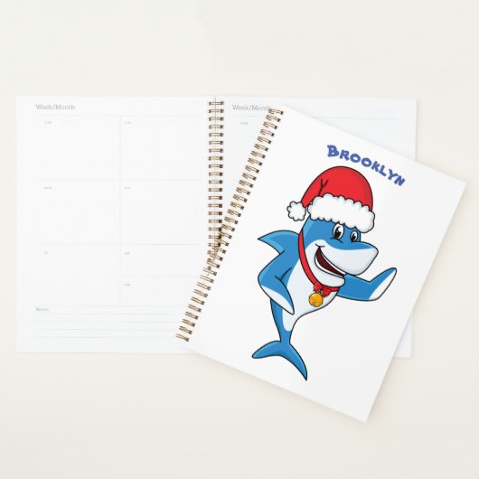 Funny Christmas shark cartoon illustration Planer (Anzeige)