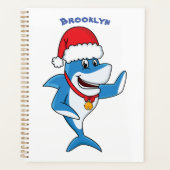 Funny Christmas shark cartoon illustration Planer (Vorderseite)