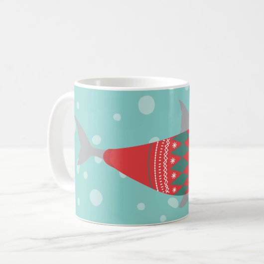 Funny Christmas Shark Coffee Tasse (Vorderseite Links)