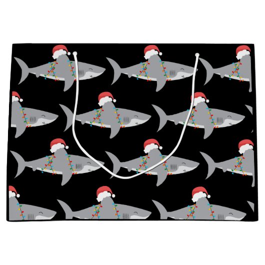 Funny Christmas Shark Pattern Geschenktasche Große Geschenktüte (Vorderseite)