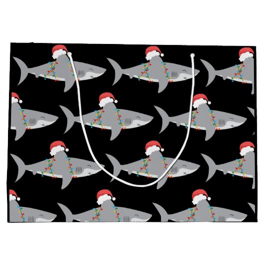 Funny Christmas Shark Pattern Geschenktasche Große Geschenktüte (Rückseite)