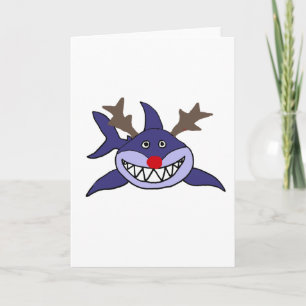Funny Christmas Shark Reindeer Feiertagskarte