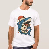 Funny Christmas Shark Santa Hat T-Shirt (Vorderseite)