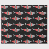 Funny Christmas Shark Wrapping Paper Geschenkpapier (Flach)