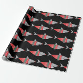 Funny Christmas Shark Wrapping Paper Geschenkpapier (Ungerollt)