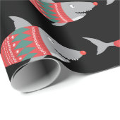 Funny Christmas Shark Wrapping Paper Geschenkpapier (Rolleneckpunkt)