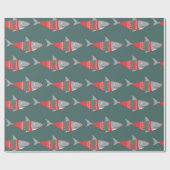 Funny Christmas Shark Wrapping Paper Geschenkpapier (Flach)