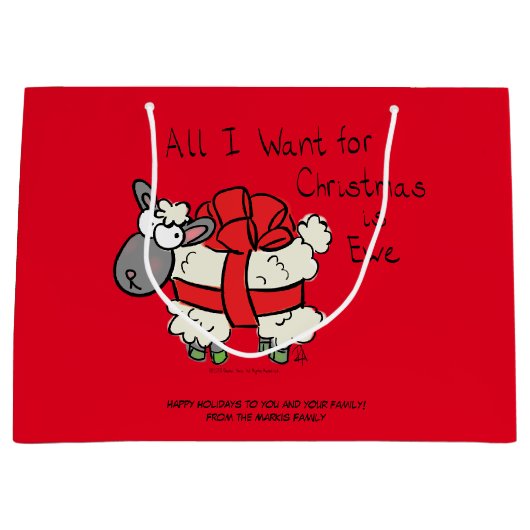 Funny Christmas Sheep Cartoon Große Geschenktüte (Vorderseite)