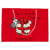 Funny Christmas Sheep Cartoon Große Geschenktüte (Rückseite)