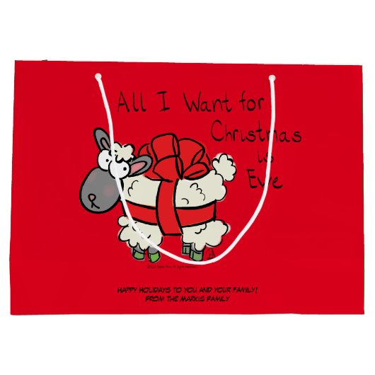 Funny Christmas Sheep Cartoon Große Geschenktüte (Rückseite)