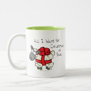 Funny Christmas Sheep Cartoon Zweifarbige Tasse