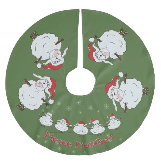 FUNNY Christmas Sheep Fleece Navidad Polyester Weihnachtsbaumdecke (Vorderseite)