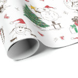 Funny Christmas Sheep Wrapping Paper Geschenkpapier<br><div class="desc">Niedliche Weihnachtsschäfte,  die mit dem Weihnachtsbaum in ihren Weihnachtsmannmützen und mit den Herzen in Rot spielen</div>