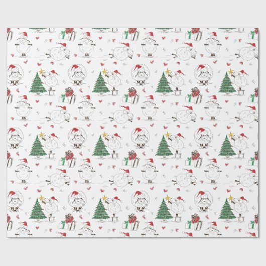 Funny Christmas Sheep Wrapping Paper Geschenkpapier (Flach)
